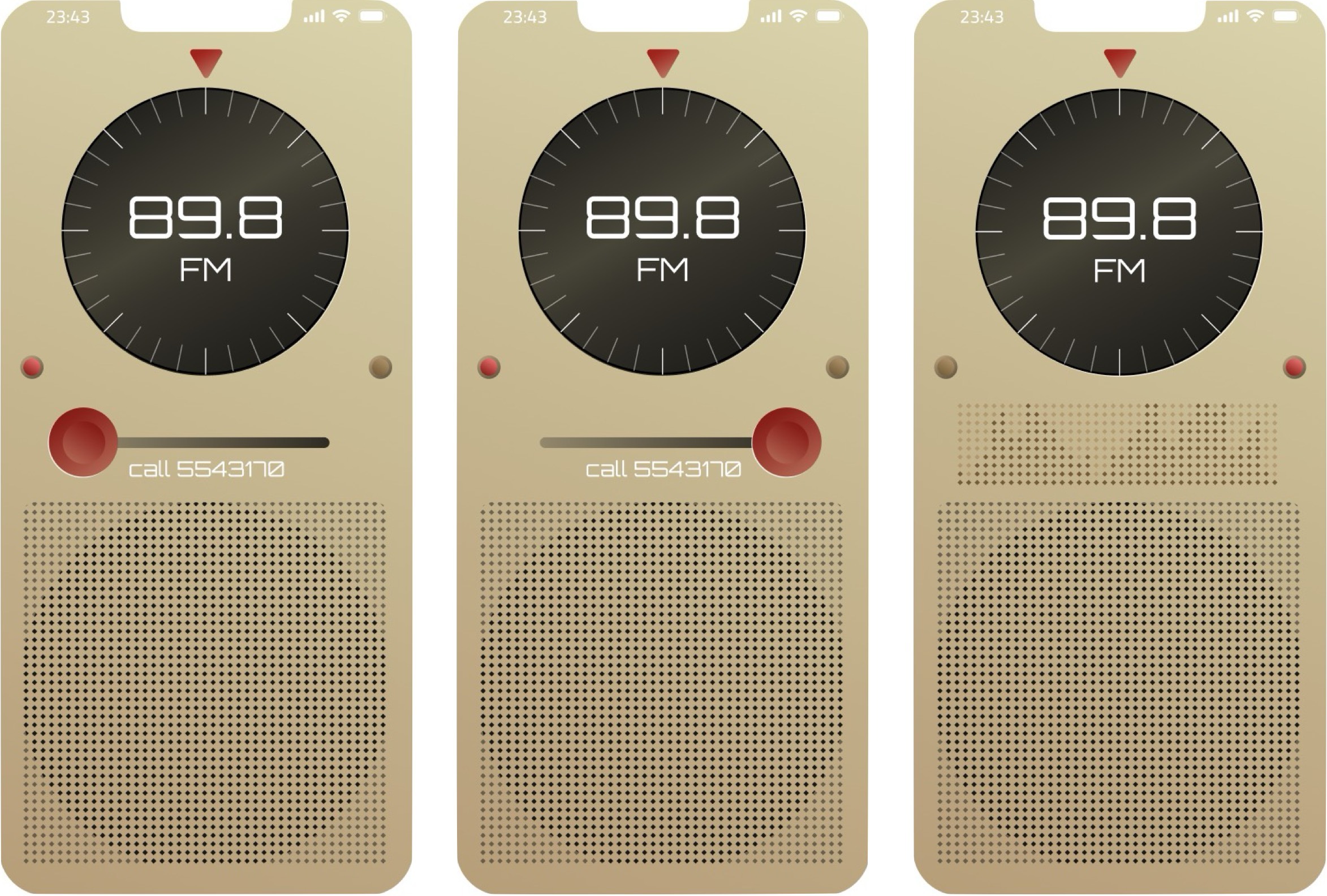 Vintage radio-inspired mobile interface for calling AI Sophie